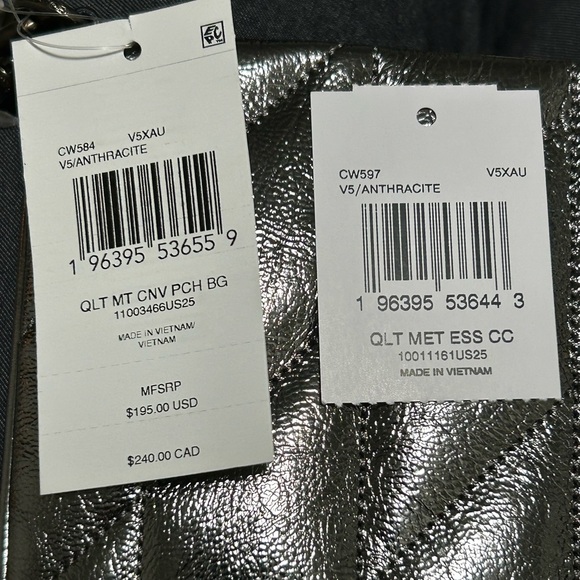 COACH Bundle•Quilted Leather Pouch Bag and Card Case in Metallic Anthracite - Picture 11 of 11